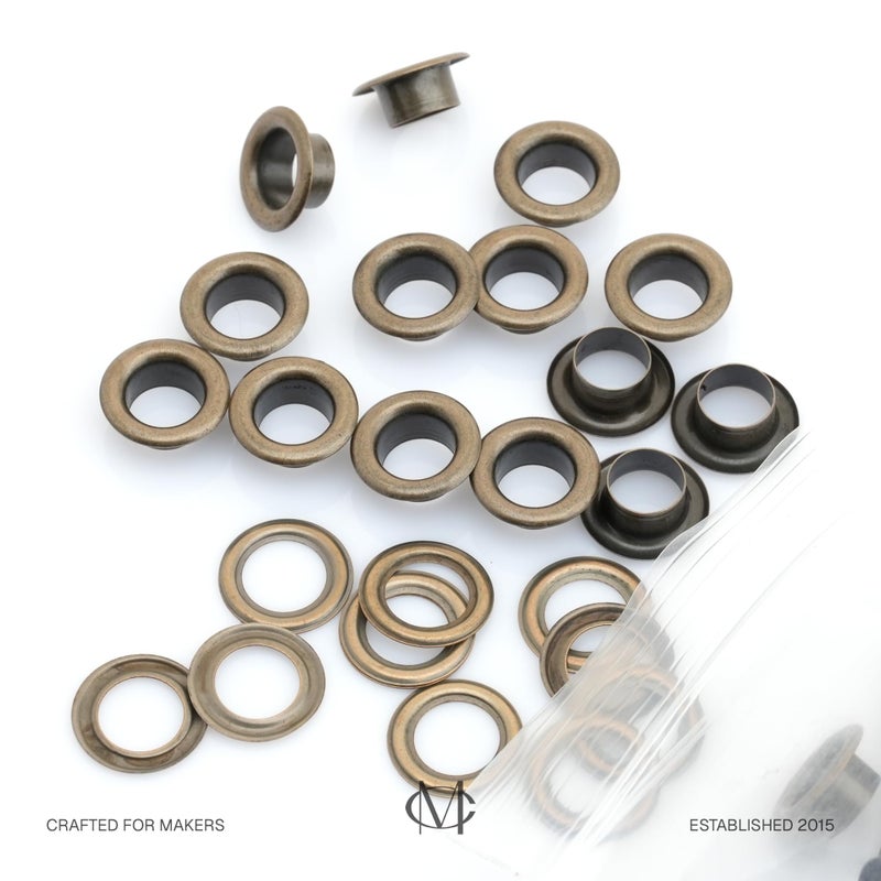CRAFTMEMORE 3/16" (5MM) Hole Size 100 Sets Antique Brass Bronze Metal Grommets Eyelets with Washers for Bead Cores, Clothes, Leather, Canvas (Antique Brass) - Image 2
